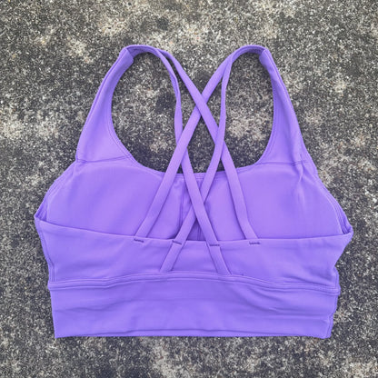 Solid Color Hot Sell Fitness Women Sport Bra Gym Yoga Vest Athletic Cross Sexy Tight Tank Top Workout Train Soft With Chest Pad