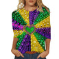 Carnival Printed Women Casual T-Shirts Spring Summer 3/4 Sleeve