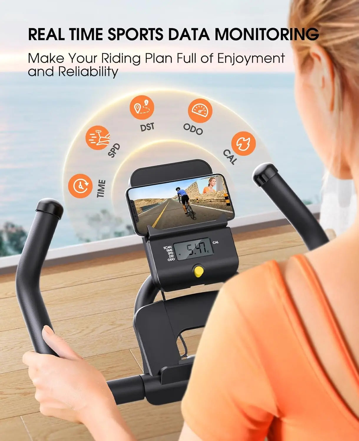 Exercise Bike, Adjustable Magnetic/Brake Pad Resistance Silent Belt Drive