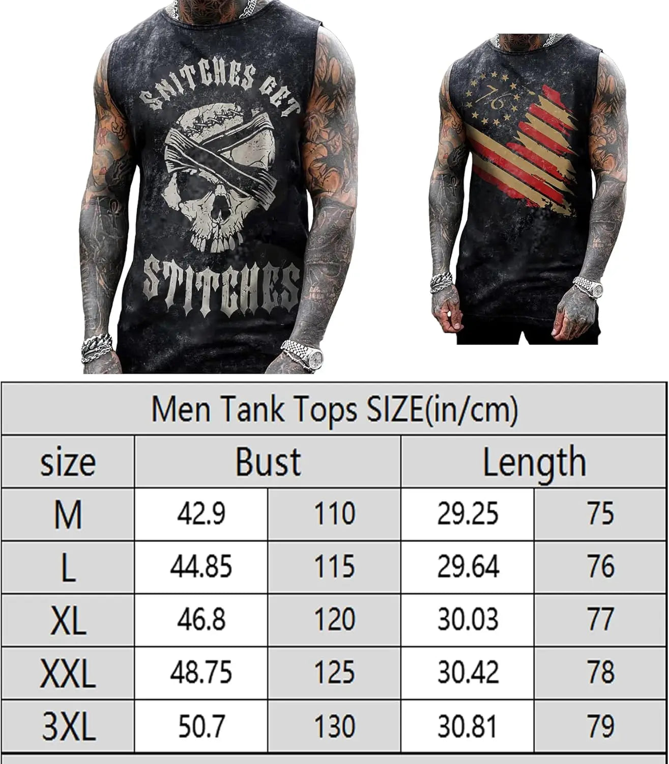 Mens Skull 3D Graphic Print Shirts Tank Tops Gym Workout