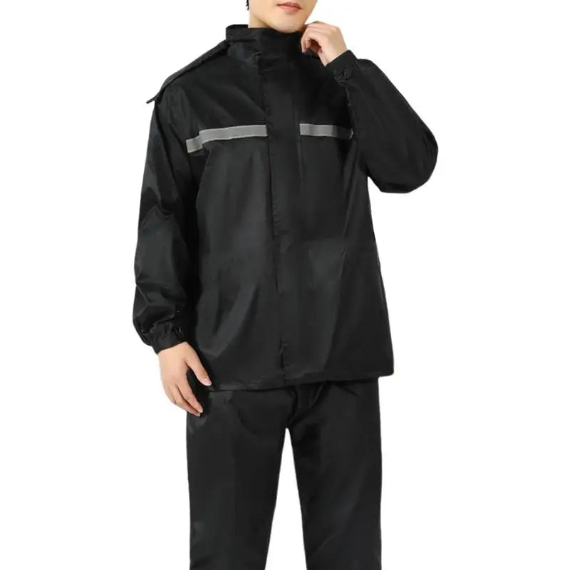 Motorcycle Rain Suit Waterproof Rain Jacket Hood Rain Jacket And Rain Pants Breathable Reflective Rainwear For Men & Women