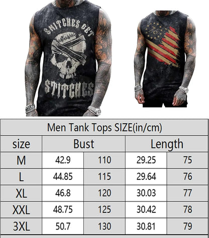 Mens Skull 3D Graphic Print Shirts Tank Tops