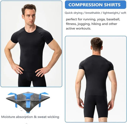 Compression Shirts Athletic Workout T-Shirt UPF 50+ Quick Dry