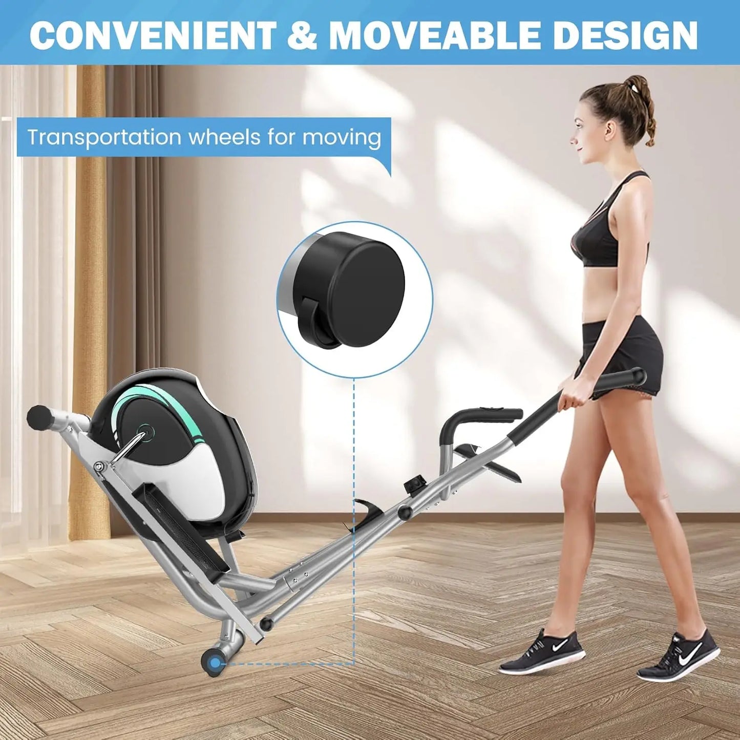 Magnetic Elliptical Training Machines, Hyper-Quiet Fitness Cardio Elliptical Trainer w/ 6KG Flywheel,