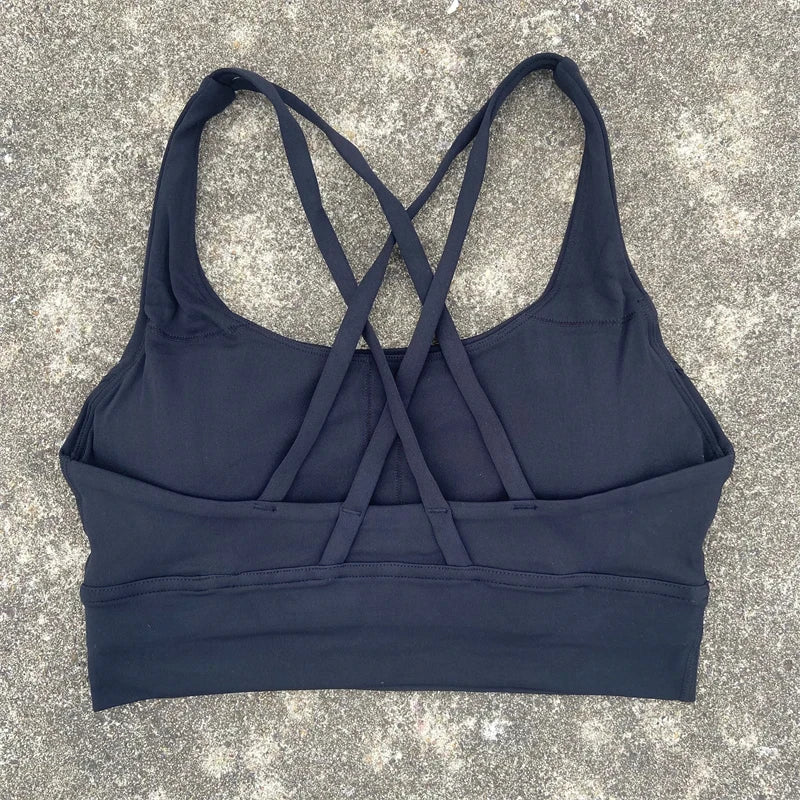 Solid Color Fitness sport Bra Women Cross soft high strength