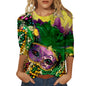 Carnival Printed Women Casual T-Shirts Spring Summer 3/4 Sleeve