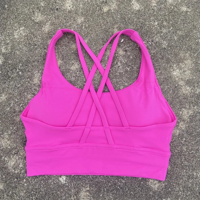 Solid Color Fitness sport Bra Women Cross soft high strength