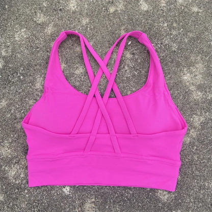 Solid Color Fitness sport Bra Women Cross soft high strength