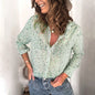 Women Floral Print V Neck Long Sleeve Blouse