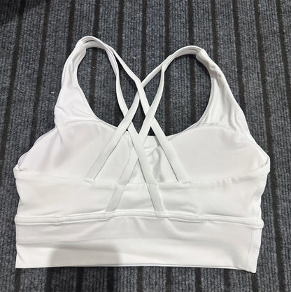 Solid Color Hot Sell Fitness Women Sport Bra Gym Yoga Vest Athletic Cross Sexy Tight Tank Top Workout Train Soft With Chest Pad