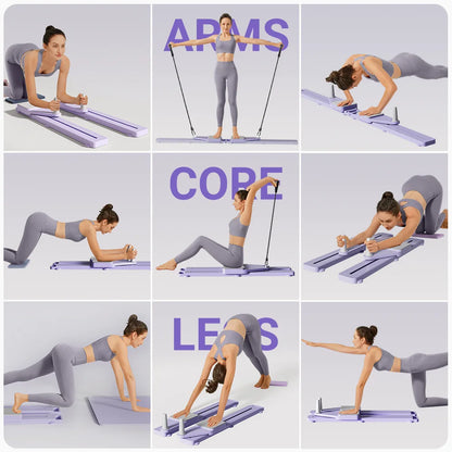2-in-1 Abs & Ski Board - Portable Core/Leg Trainer, Split Pilates-Reformer for Home Gym