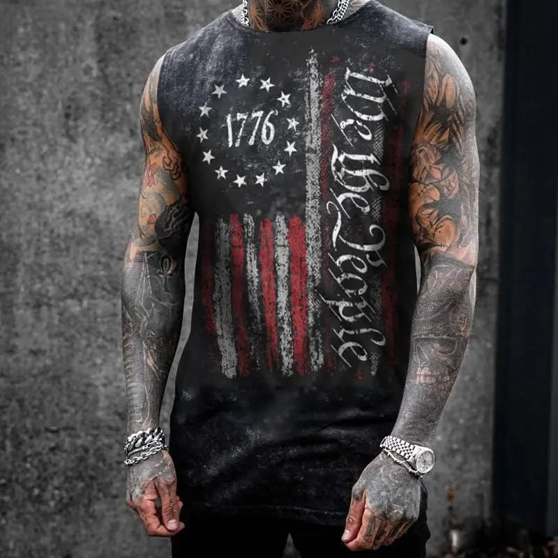 Mens Skull 3D Graphic Print Shirts Tank Tops Gym Workout