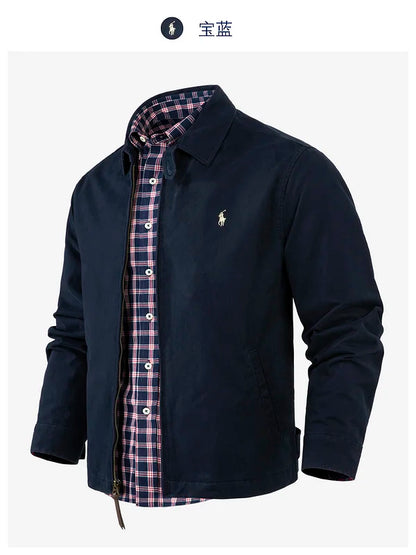 2025 Spring Ralph Lauren New Collar Short Loose Solid Color Jacket Men's Business Casual Thin Coat Trend