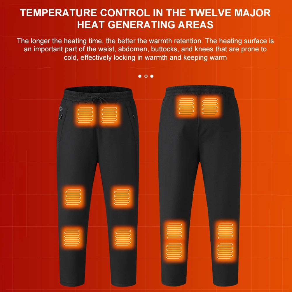 Heating Pants for Men Women 12 Heating Zone Waterproof Pants 3 Temperature Mode Heated Trousers