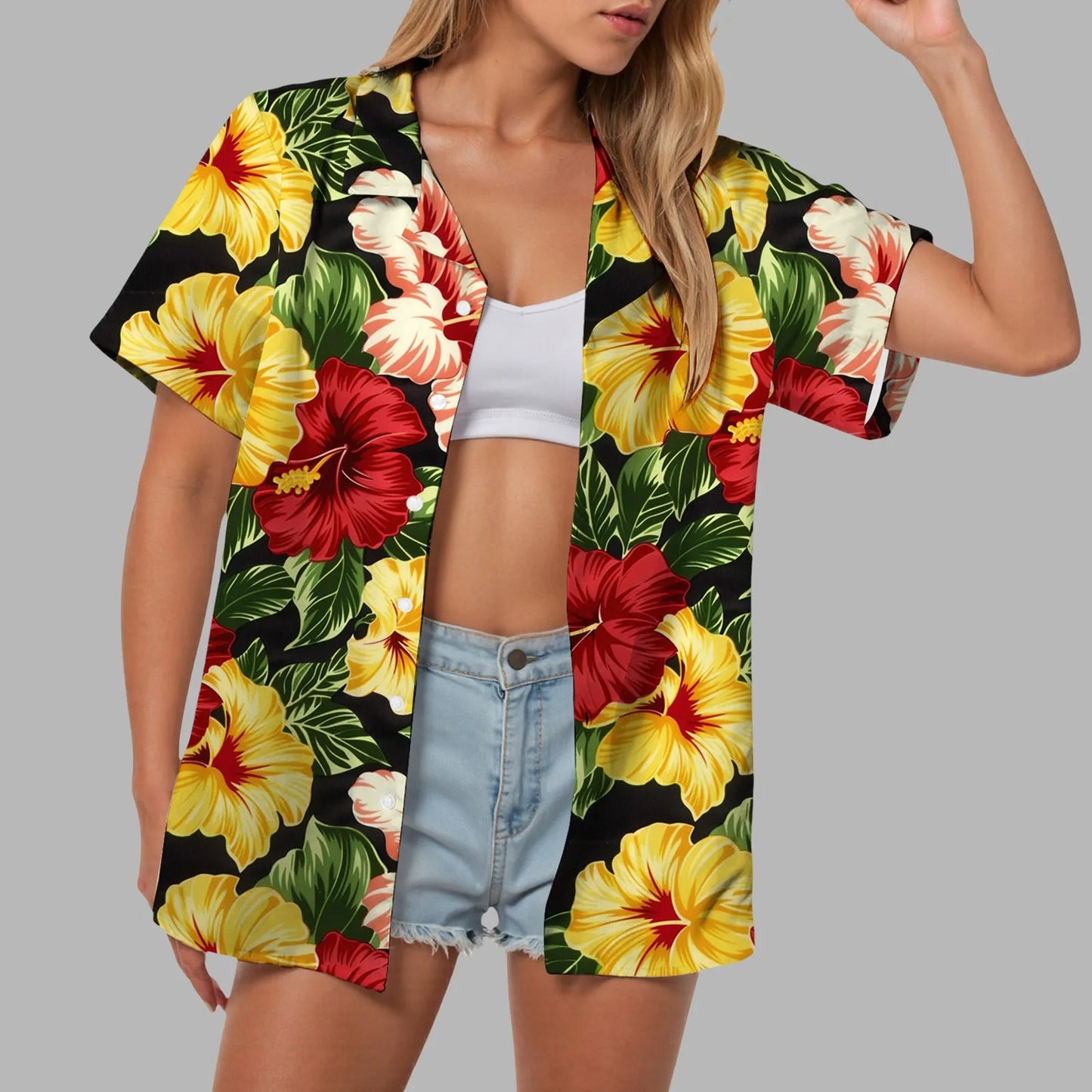 Hawaii Womens Summer Beach Shirts Cardigan Short Sleeve