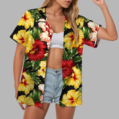 Hawaii Womens Summer Beach Shirts Cardigan Short Sleeve