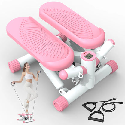 Sports Mini Stepper -330 pound Rotating Stepper with Resistance Band Portable Full Body Exercise Equipment