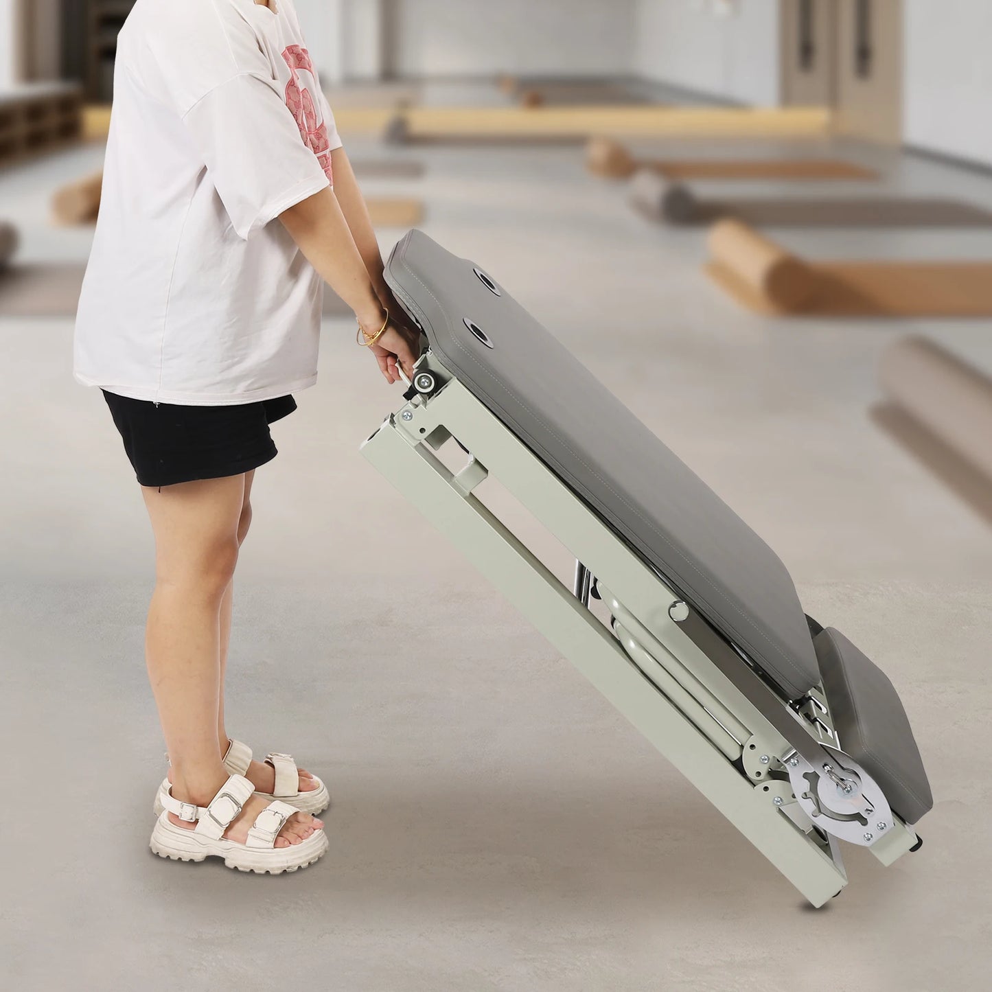 Foldable Pilates Reformer Machine Multifunctional Yoga Fitness Equipment