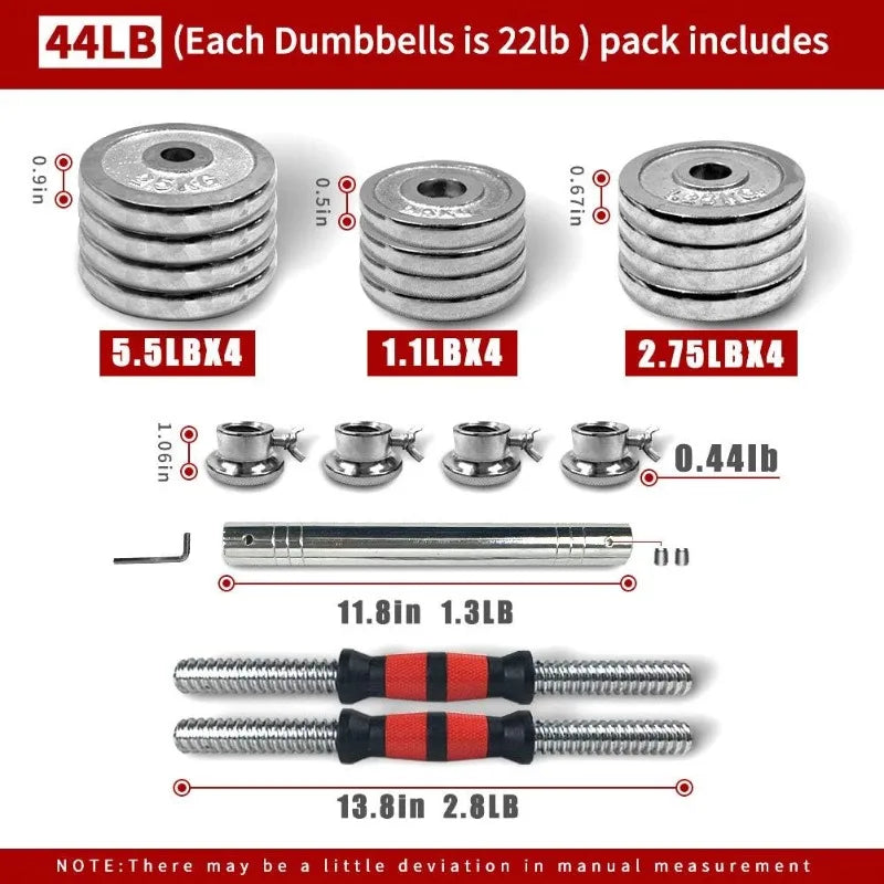 Adjustable Dumbbell Set, Cast Iron Barbell Set with Carrying Case