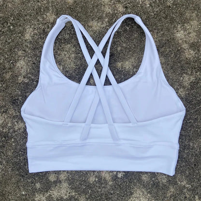 Solid Color Fitness sport Bra Women Cross soft high strength
