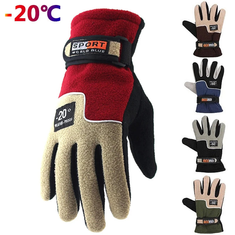 -20℃ Winter Warm Fleece Gloves Men