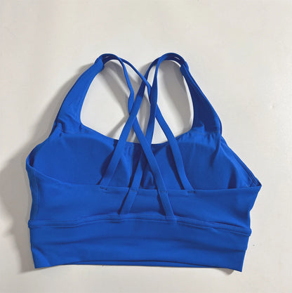 Solid Color Hot Sell Fitness Women Sport Bra Gym Yoga Vest Athletic Cross Sexy Tight Tank Top Workout Train Soft With Chest Pad