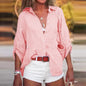 Spring Summer Casual Shirts Women's 3/4 Sleeve Large Size Lapel Cotton Linen Blouse