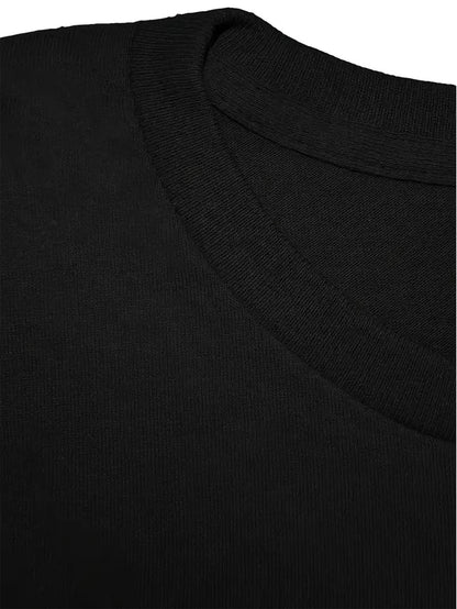 Men's Cotton Casual Black T-Shirt with Humorous Graphic
