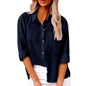 Ladies Casual Spring Summer Lapel Tie Pocket Long Sleeve Shirt
