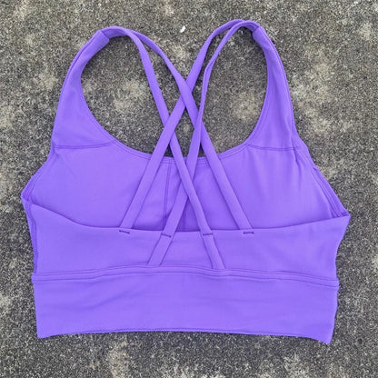 Solid Color Fitness sport Bra Women Cross soft high strength