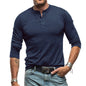 Long Sleeve Men'S T-Shirt Lightweight Button Basic